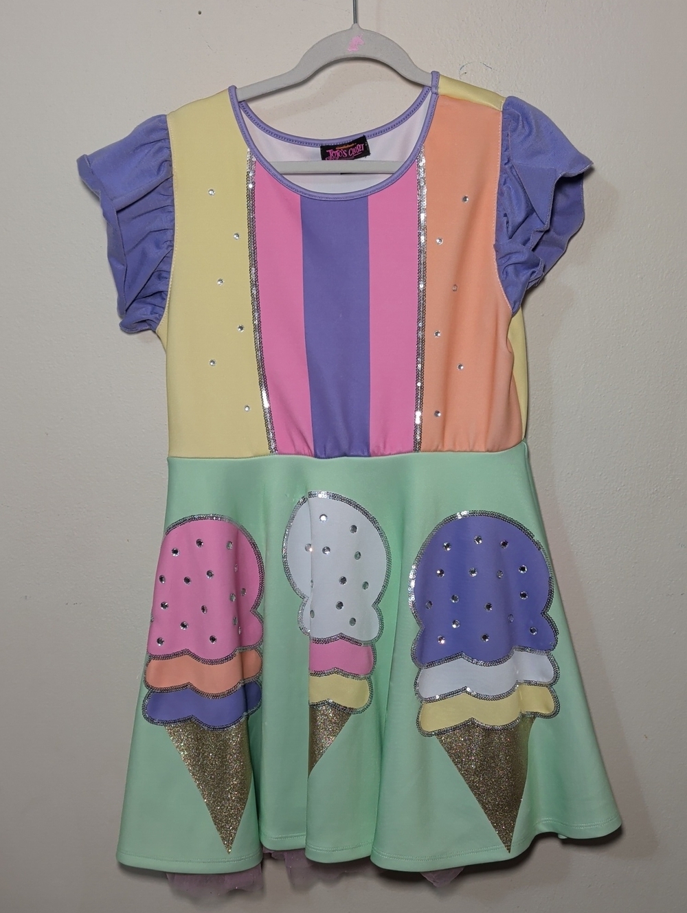 Nickelodeon JoJo's Closet Ice Cream Twirl Dress Pastel Sequins Size L 10-12
